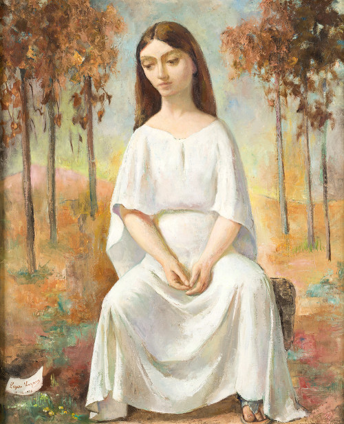 BONIFACIO LÁZARO LOZANO, "Mujer con túnica blanca", 1978, Ó