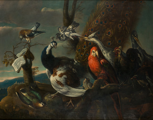ANÓNIMO S.XX, "Concierto de aves", Óleo sobre lienzo