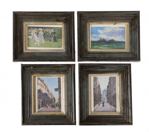 ENRIQUE ATALAYA, "Escenas francesas", 1907-09, Cuatro óleos