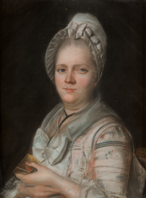 ESCUELA EUROPEA S. XIX, "Retrato de dama con cofia", Pastel