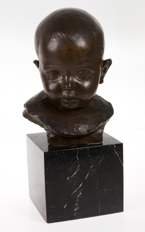 ANÓNIMO, "Busto de niño", Escultura en bronce
