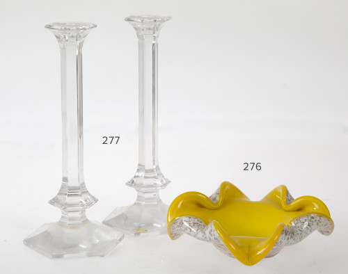 Pareja candeleros de cristal modelo "Elysée", Val Saint Lam