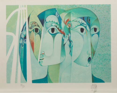 JORDI ALUMA, "Hombre y mujer en la autopista", Litografía s