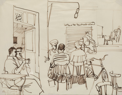 ANTONIO ZARCO, "Cafe el Cairo" 1966, Tintas sobre papel