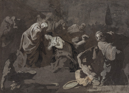 GIOVANNI DOMENICO TIEPOLO, "Escena bíblica", Témpera sobre