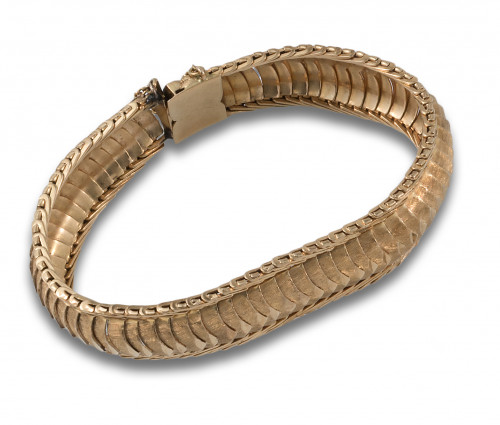PULSERA, AÑOS 40, ARTICULADA DE ORO AMARILLO 18 KT. AÑOS 40