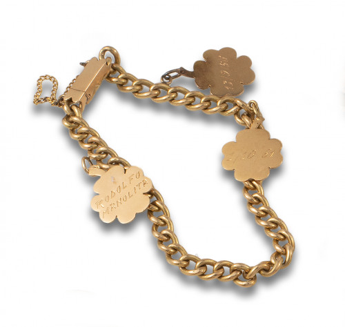 PULSERA BARBADA MOTIVO TRÉBOLES DE ORO AMARILLO