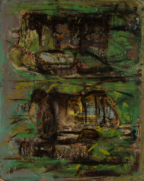 ORLANDO  PELAYO, "Entrevisto", 1958, Óleo sobre cartón