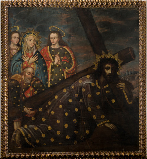 "Cristo camino del Calvario ayudado por Simón Cireneo"