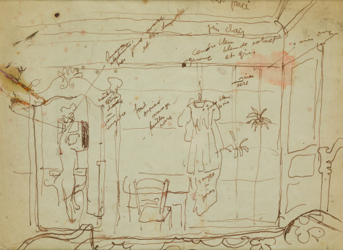 EMILIO GRAU SALA, "La toilette", Tintas sepia sobre papel