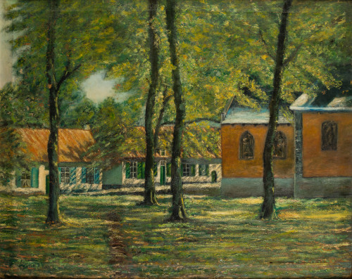 ESCUELA RUSA S.XX, "Casa de campo", Óleo sobre lienzo