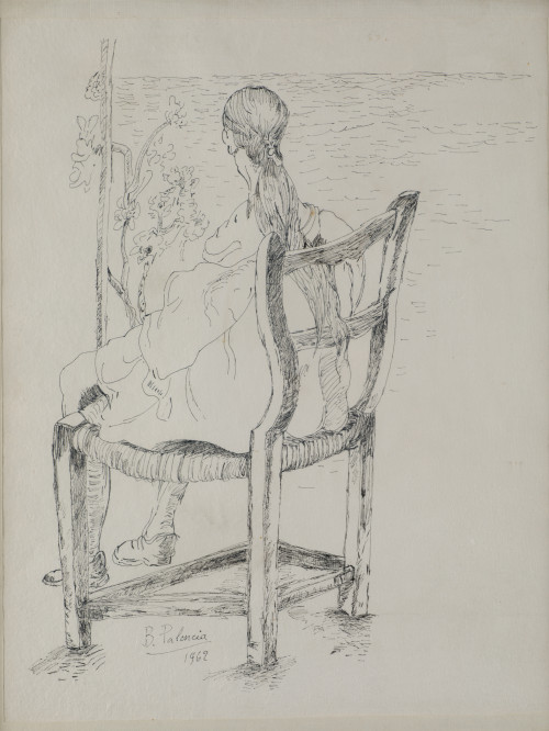 BENJAMÍN PALENCIA, "Mujer sentada en una silla de espaldas"