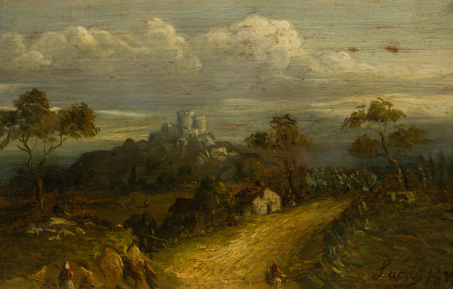 ANÓNIMO, "Paisaje", Óleo sobre tabla