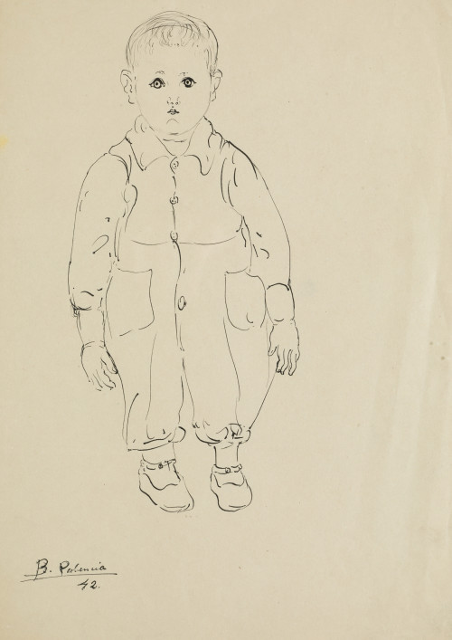 BENJAMÍN PALENCIA, "Niño", 1942, Tinta sobre papel