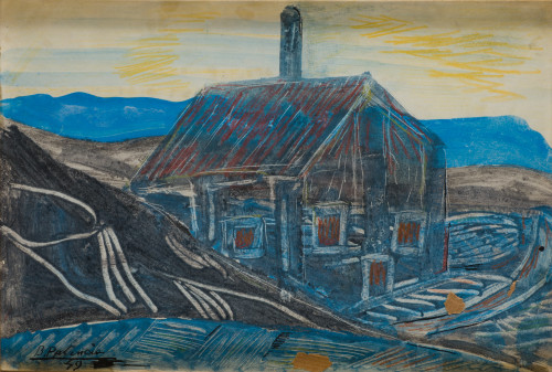 BENJAMÍN PALENCIA, "Casa", 1949, Técnica mixta sobre papel