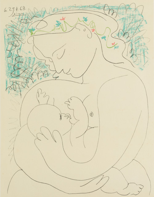 PABLO RUIZ PICASSO, "Maternité", Litografía sobre papel