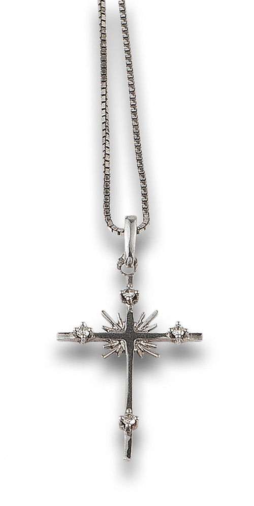 COLGANTE CRUZ ORO BLANCO Y DIAMANTES