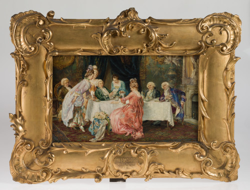 JUAN JOSE ZAPATER RODRIGUEZ, "Un madrigal", h.1890, Óleo so