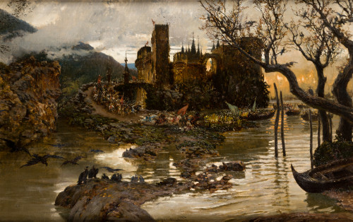 ANTONIO MUÑOZ DEGRAIN, "Castillo Feudal-Batalla", h.1887, Ó