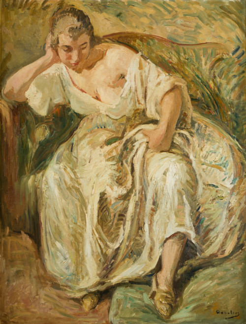 OTTO VAUTIER, "La femme pensive", Óleo sobre lienzo