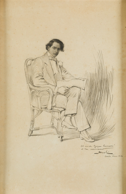 JOSEP BASTÉ S.XIX-XX, "Retrato de Gaspar Cassadó", 1914, Gr