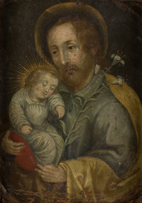ESCUELA ESPAÑOLA S. XVIII/S. XIX, "San José con el Niño",