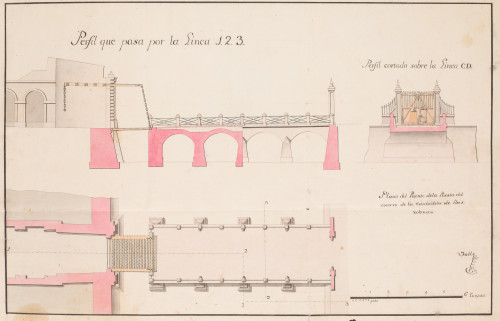 ESCUELA ESPAÑOLA S. XVIII, "Plano del Puente de la Puerta d