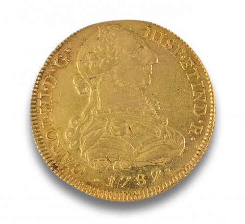 MONEDA ORO PELUCONA CARLOS III, 1787