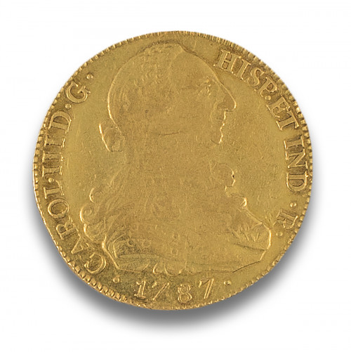 MONEDA ORO PELUCONA CARLOS III, 1787