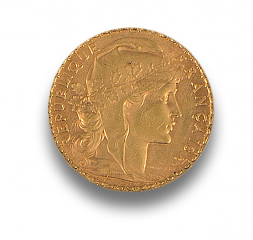 MONEDA REPRODUCCIÓN ORO 20 FRANCOS REP. FRANCESA, 1901