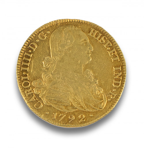MONEDA ORO PELUCONA CARLOS IIII, 1792