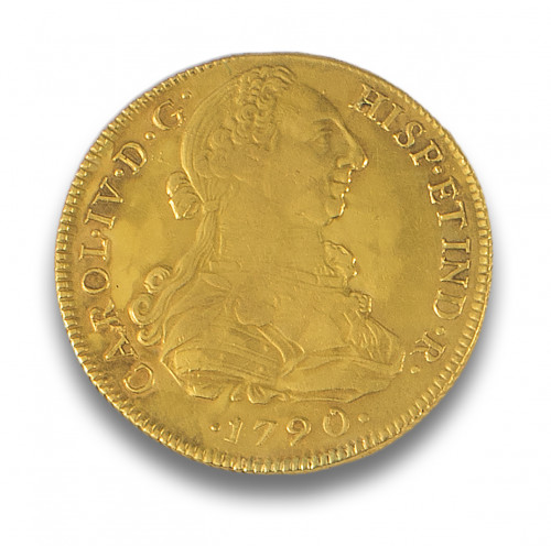 MONEDA ORO PELUCONA CARLOS IV, 1790
