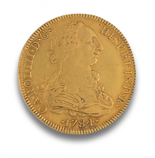 MONEDA ORO PELUCONA CARLOS III, 1784