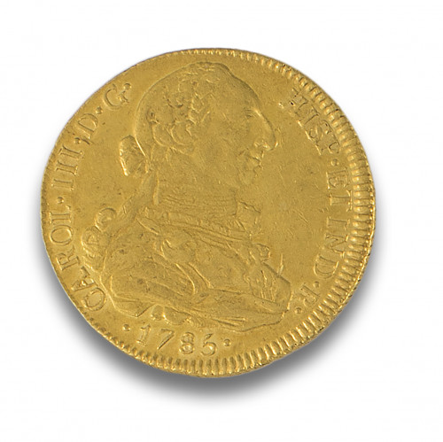 MONEDA ORO PELUCONA CARLOS III, 1785