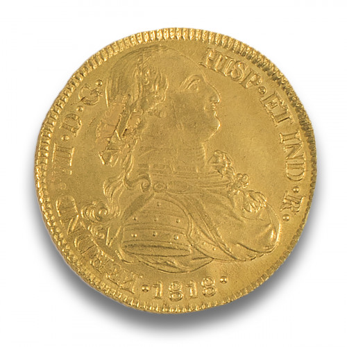 MONEDA ORO PELUCONA FERNANDO VII, 1818