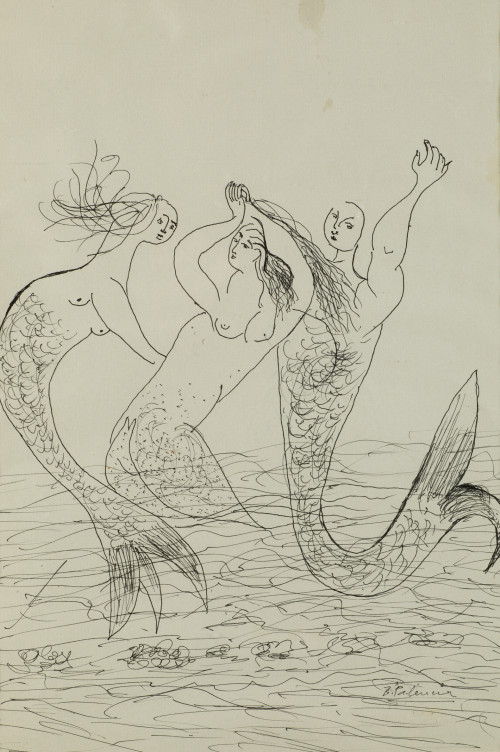 BENJAMÍN PALENCIA, "Sirenas", Tintas sobre papel