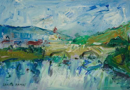 JOSE ANTONIO SERNA RAMOS, "Paisaje con puente", Óleo sobre 