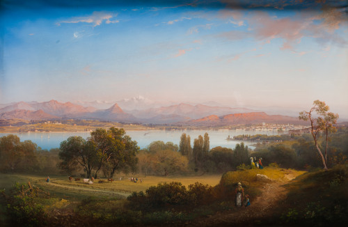 CARLO BOSSOLI, "Vista de la ciudad de Ginebra con el lago L
