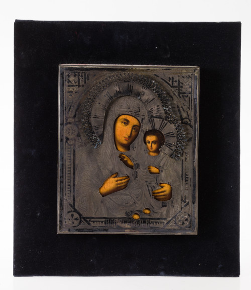 ESCUELA RUSA, "Virgen con el Niño", Temple sobre tabla con