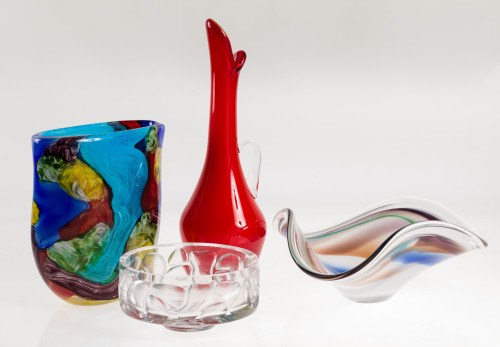 Jarrón de cristal multicolor, Murano, c.1980