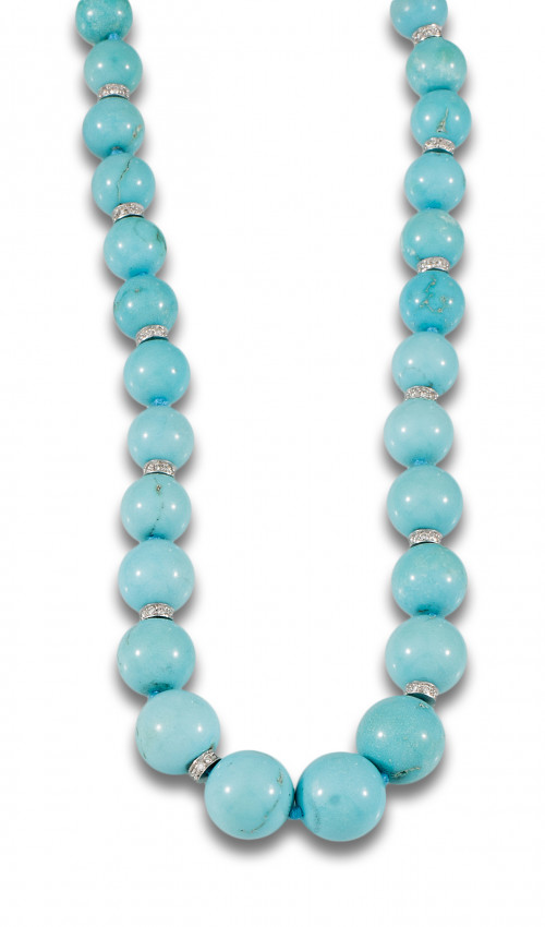 COLLAR DE TURQUESAS CON DIAMANTES