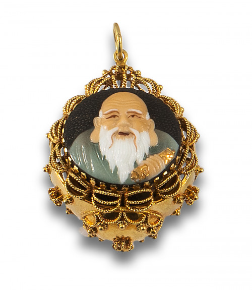 COLGANTE DE PORCELANA TOSHIKANE Y ORO AMARILLO