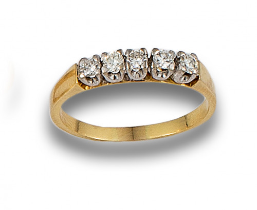 SORTIJA CINQUILLO DE DIAMANTES Y ORO BICOLOR