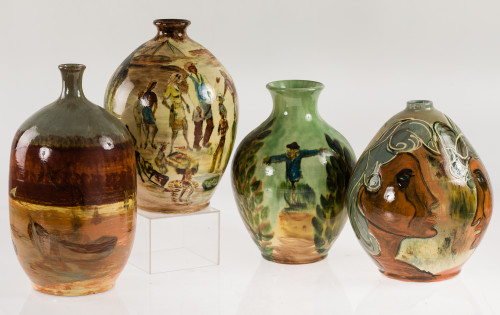 Cuatro jarrones de cerámica de La Bisbal d´Empordá, Cataluñ