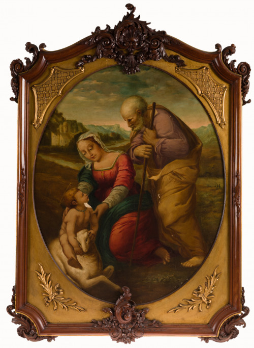 ANÓNIMO, "Sagrada Familia del cordero", Óleo sobre lienzo