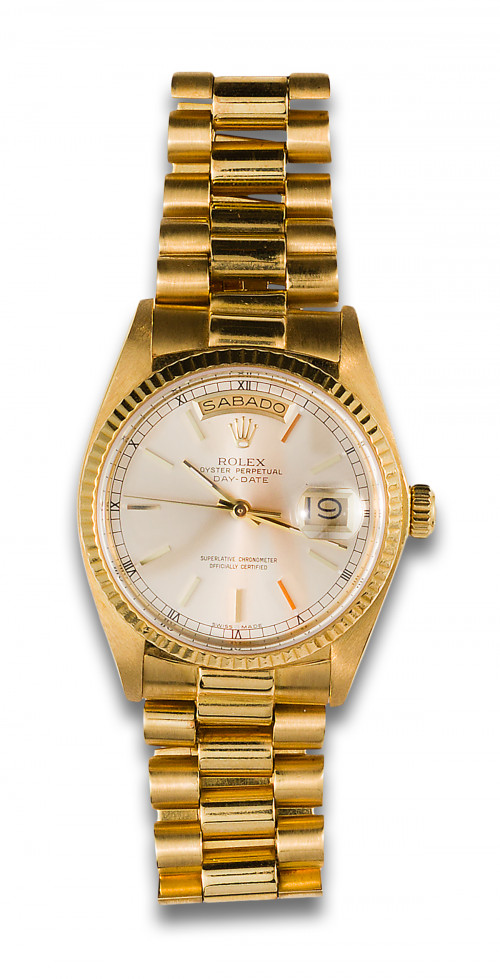 Salto conductor análisis RELOJ ROLEX OYSTER PERPETUAL DAY- DATE DE ORO AMARILLO