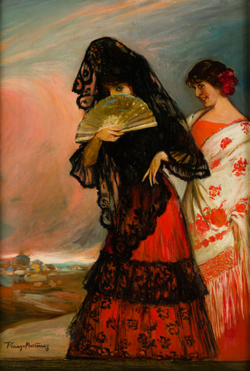 JOSE PINAZO MARTINEZ, "Manolas", Óleo sobre lienzo