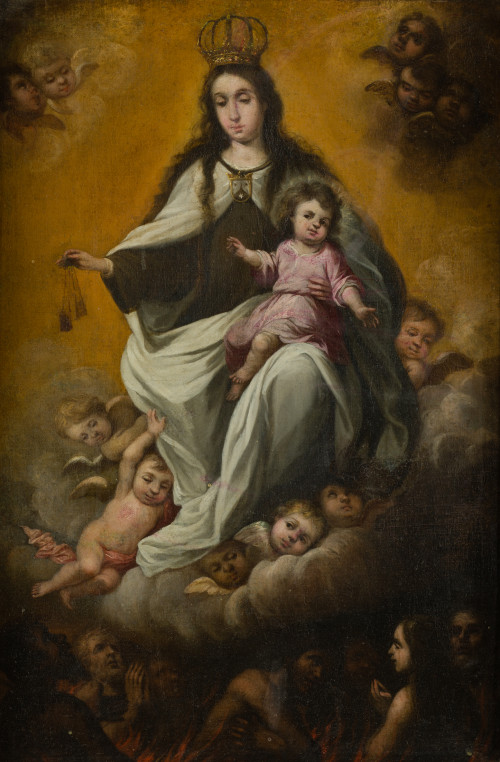 ESCUELA SEVILLANA, "Virgen del Carmen", Óleo sobre lienzo