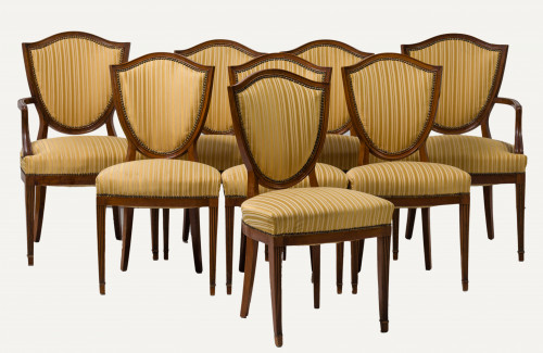 Seis sillas y dos butacas de roble de estilo Heppelwhite, S
