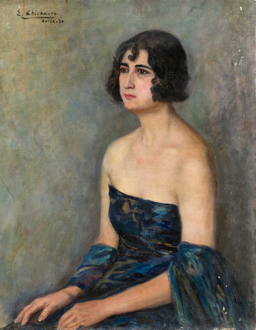 EDUARDO CHICHARRO Y AGUERA, "Retrato de joven", 1930, Óleo